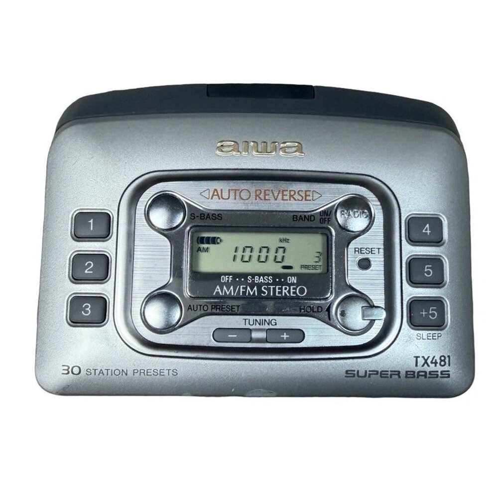 Aiwa AM/FM Walkman Radio Portable Cassette Player Digital Tuning HS-TX481 Read